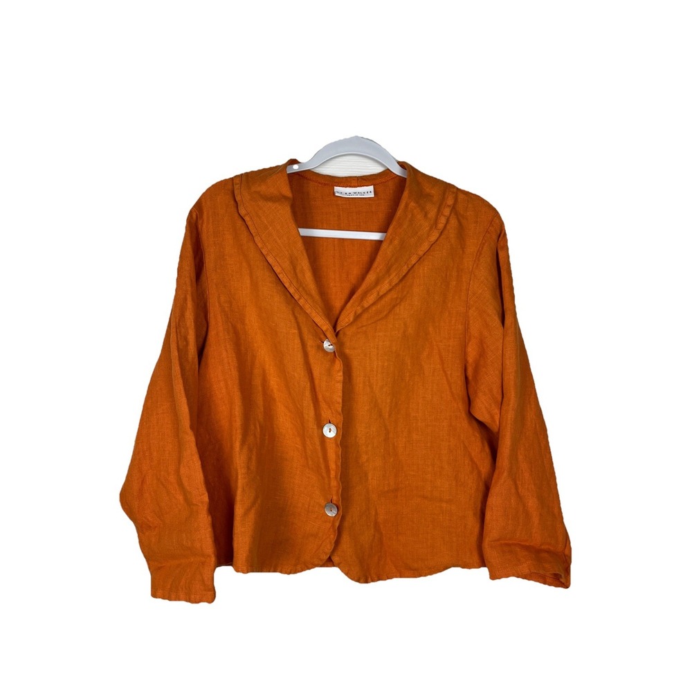 Bryn Walker Orange‎ Linen Sailor Jacket Womens Size XS